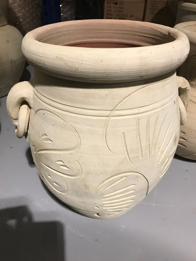 Small Clay Pot with Carving
