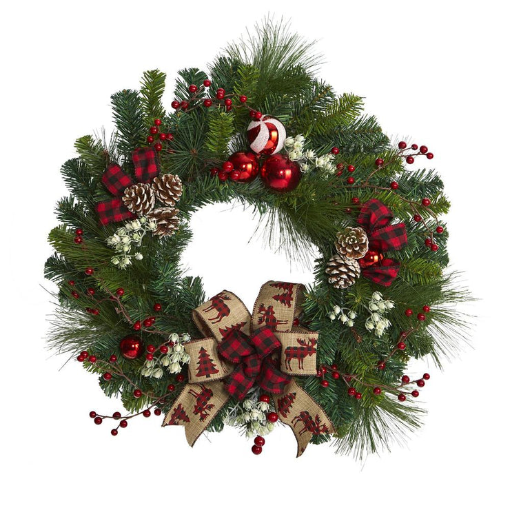 24" Christmas Artificial Pine Wreath