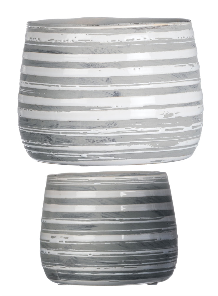 Grey Striped Pot