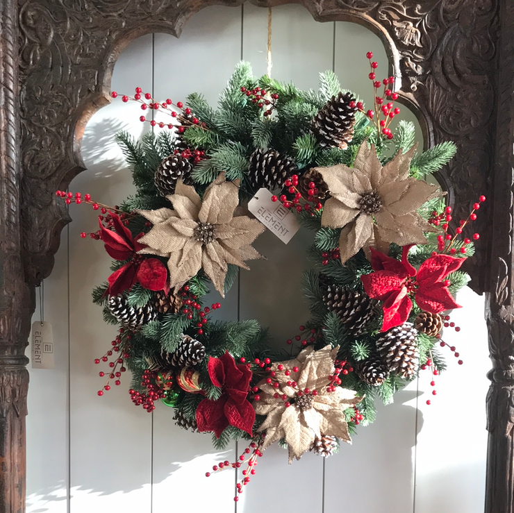 Red & Cream Holiday Wreath
