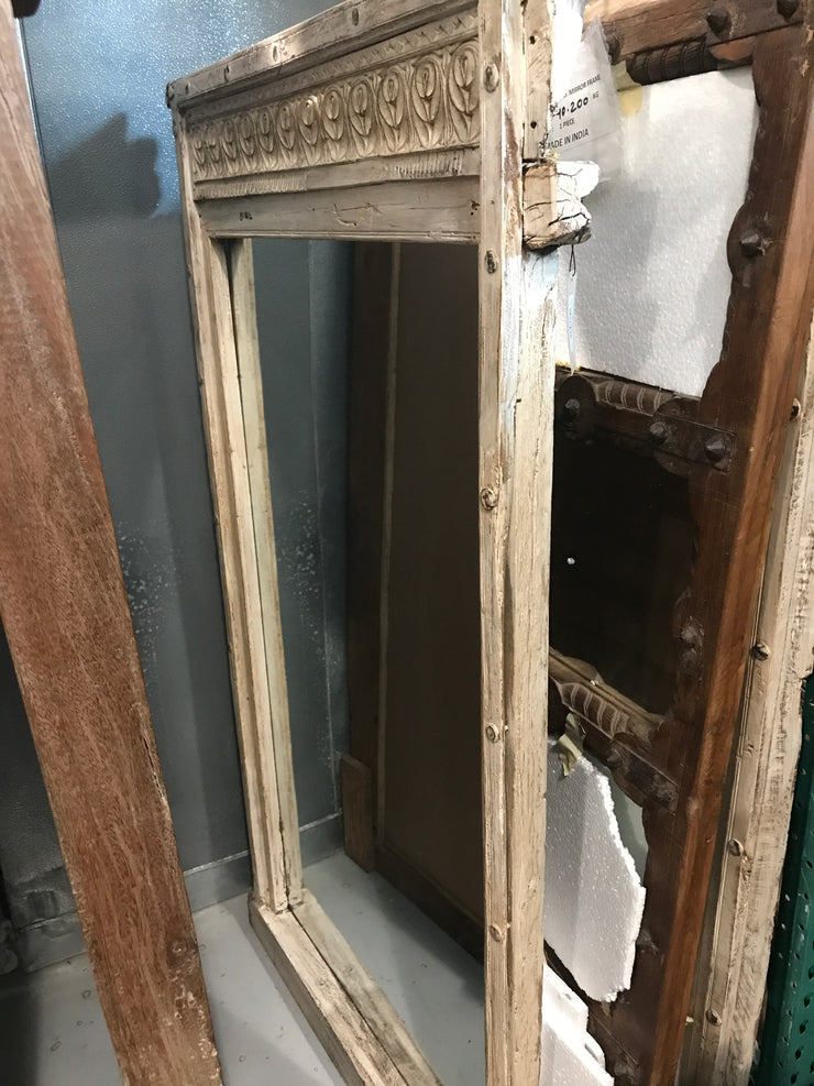 Square White Wood Mirror Frame
