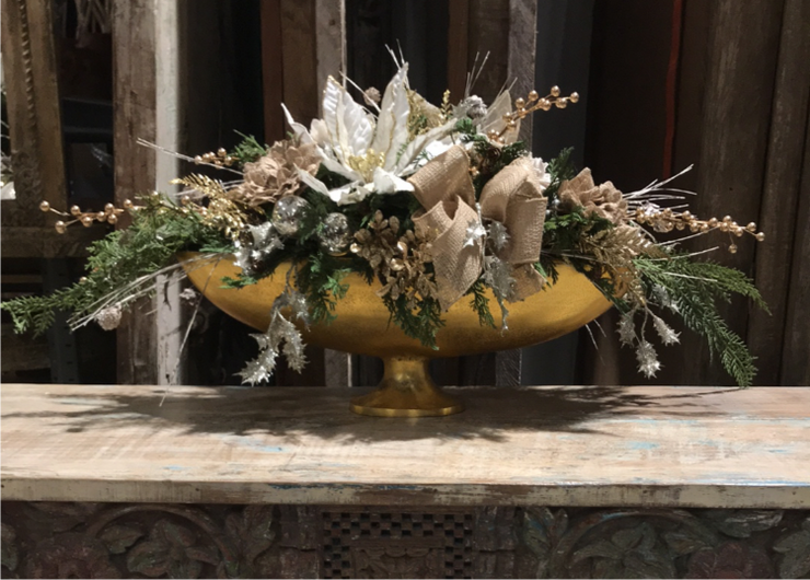 Gold & Silver Pine Cone Holiday Arrangement