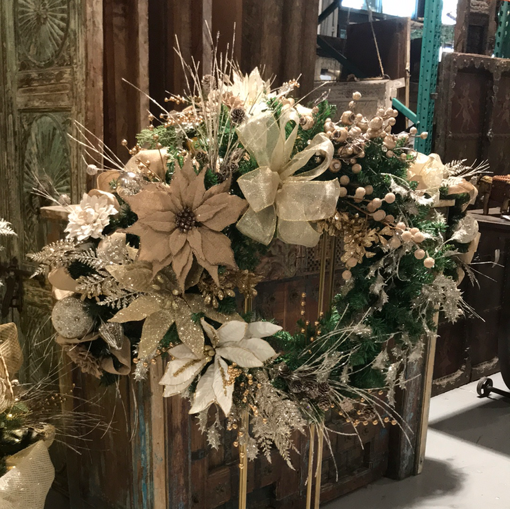 Gold & Cream Holiday Wreath