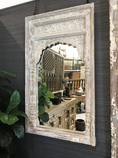 White Wash Mirror Frame with Arch