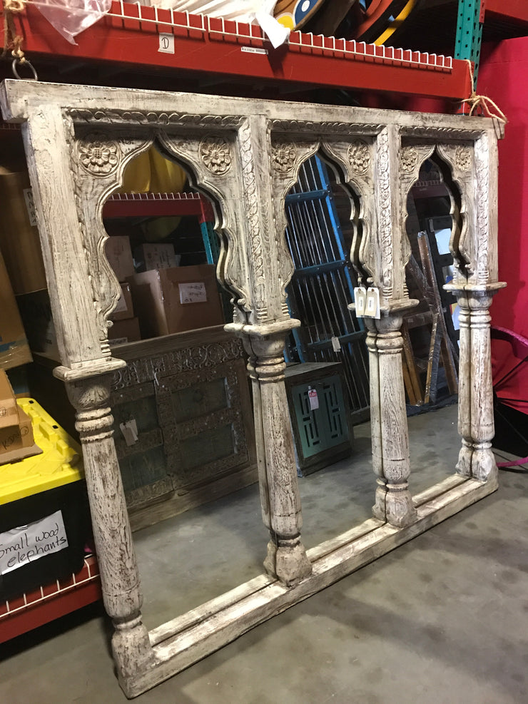 Carved Wood Mirror Frame with (3) Arches