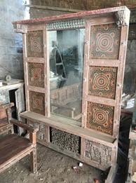 Wooden Dresser with Mirror and Designs