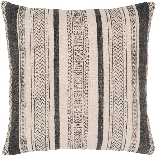 Lola Pillow Cover Cream and Black- 20" x 20"