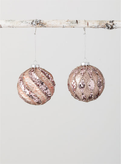Glass Glittered Ball Ornament
