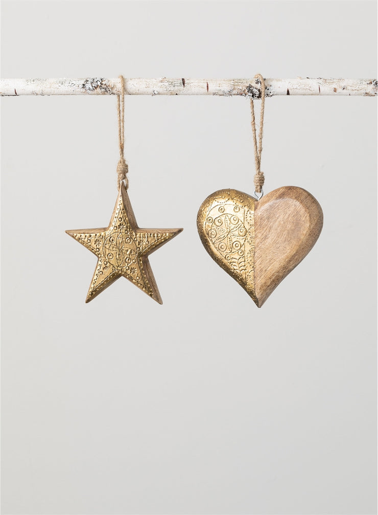 Wood Heart/Star Ornament